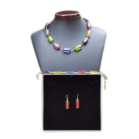 Multicolor murano glass jewelry set in real murano glass