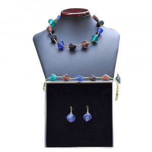 Scoglio opera - blue murano glass jewellery set of venice