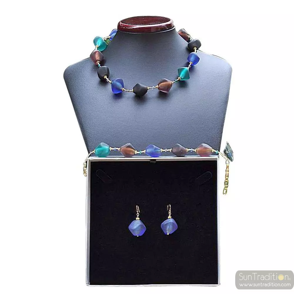 Scoglio opera - blue murano glass jewellery set of venice
