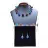 Blue murano glass jewelry set of blue genuine murano glass
