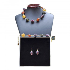 Scoglio satin color fall - gold murano glass jewellery set in real venitian glass