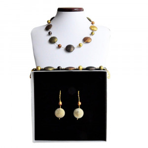 Francy satin - gold murano glass jewellery set geguine murano glass venice