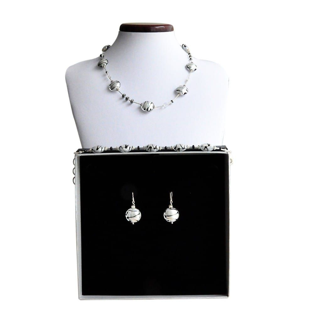 Charly plata - conjunto de joyas de plata en verdadero cristal de murano de venecia