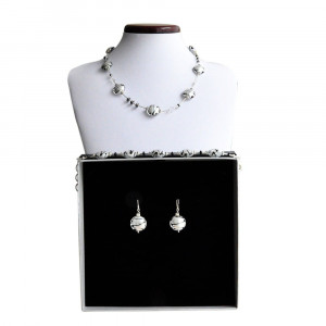 Silver genuine murano glass jewelry set venice