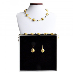 Gold real murano glass jewelry set venice