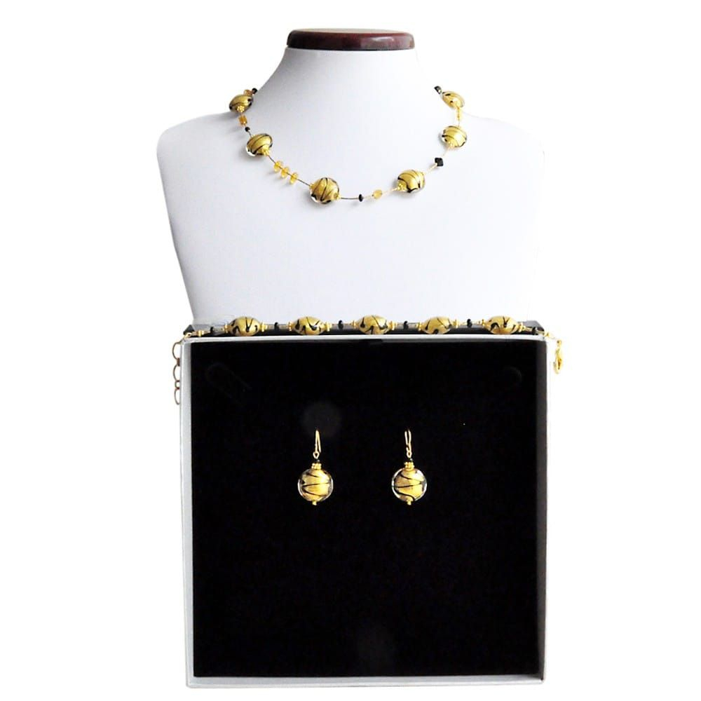Charly oro - parure di gioielli oro in autentico vetro di murano venezia
