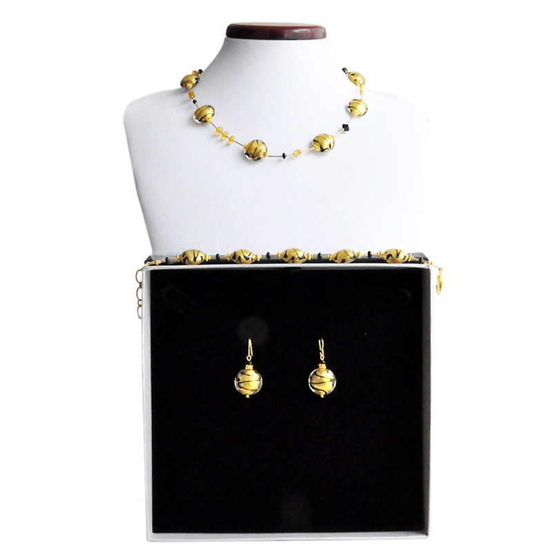 Gold real murano glass jewelry set venice