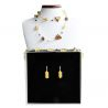 Amber murano glass jewelry set gold genuine murano glass