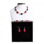  conjunto de vidro murano quadrado vermelho e preto de veneza