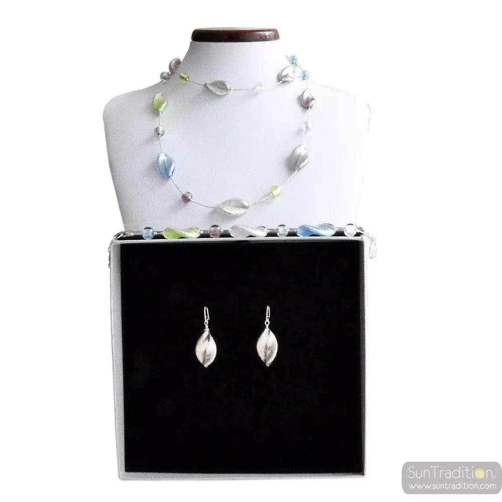 Chlorophylle long - multicoloured murano glass jewellery set genuine murano glass