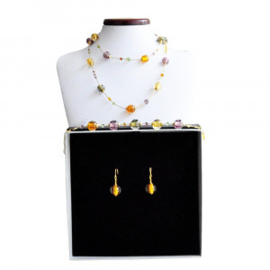 Fizzy amber - amber murano glass jewellery set in real murano glass venice