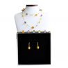 Amber murano glass jewelry set in real murano glass venice