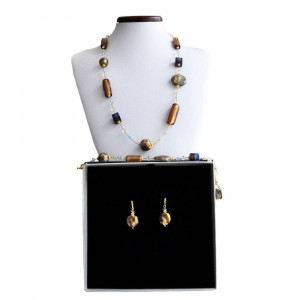 Romantica - gold murano glass jewellery set in real venitian glass