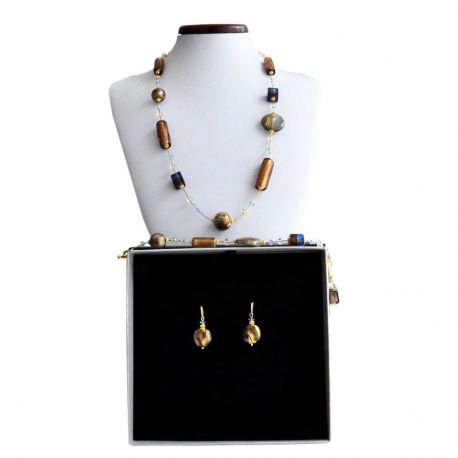 Gold murano glass jewelry set in real murano glass venice