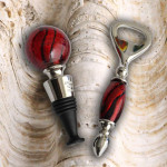 Kit bottle stopper and opener murano glass