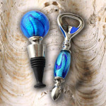 Kit bottle stopper and opener murano glass