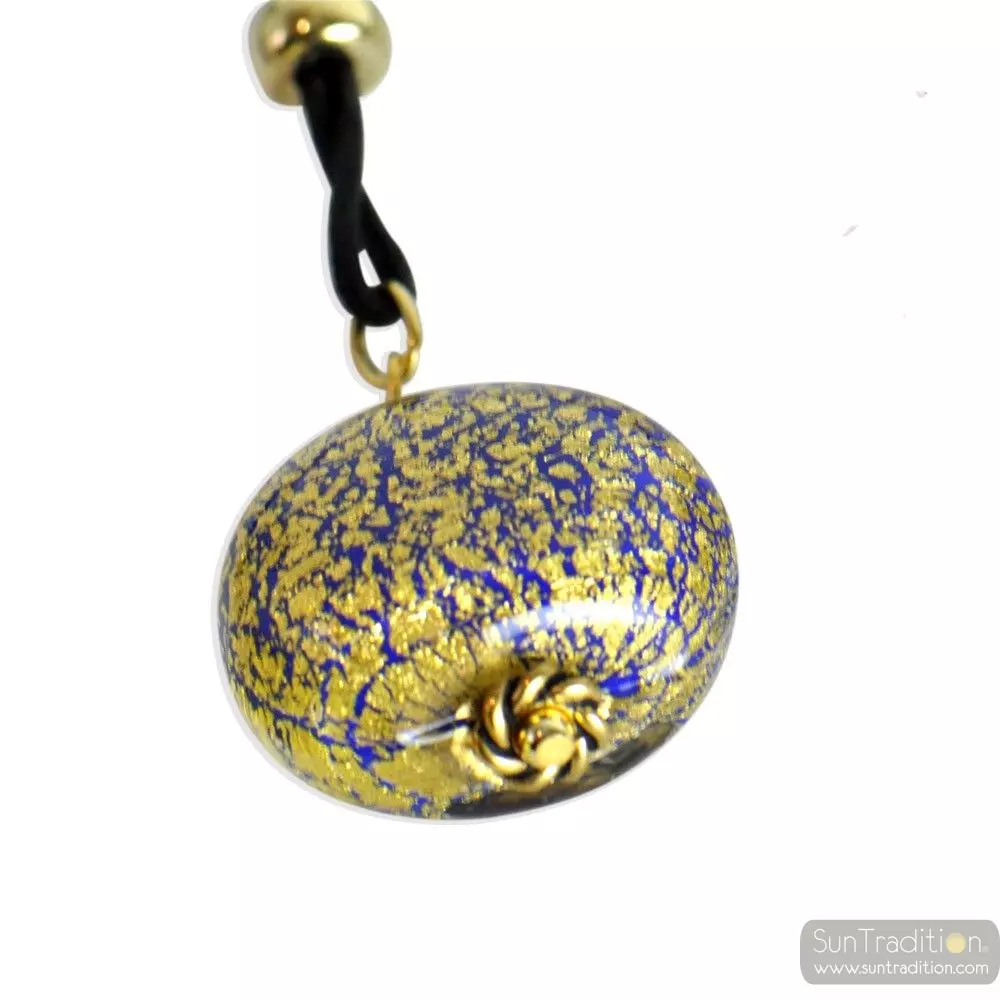 Navy blue necklace pendant onion murano glass venice