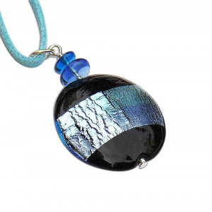 Pendant gray blue murano glass venice skyline