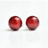 Red murano glass earrings round button nail genuine murano glass of venice
