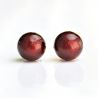Dark red murano earrings round button nail genuine murano glass of venice