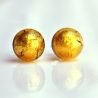 Gold murano earrings round button nail genuine murano glass of venice